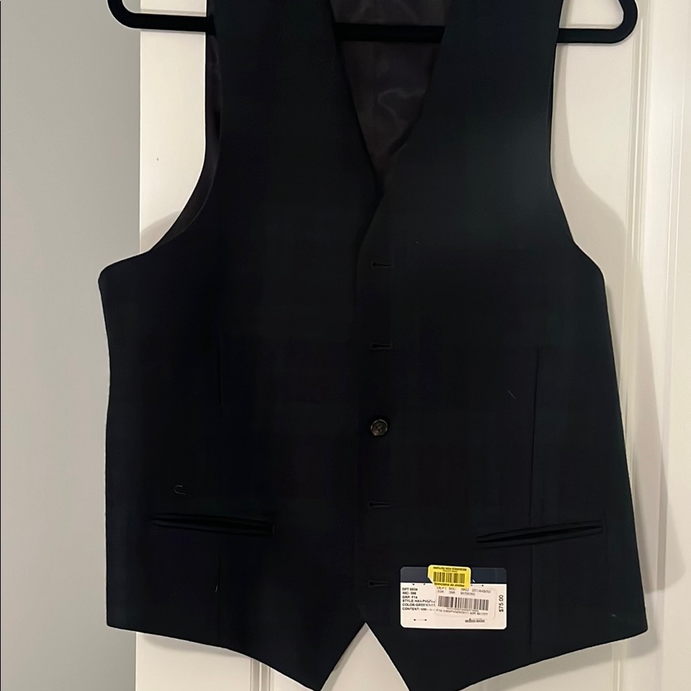 Men's Green and Blue Plaid Vest